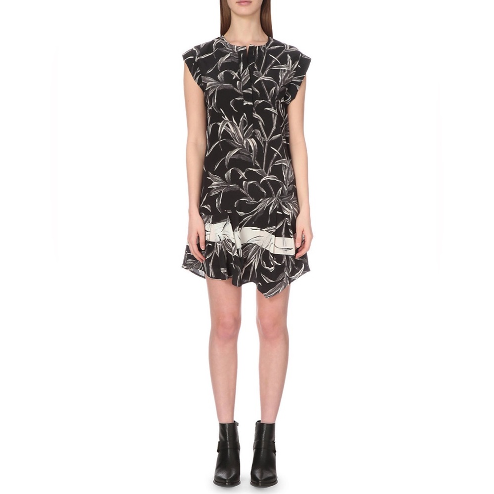 AllSaints Roka Willow Silk Dress Black